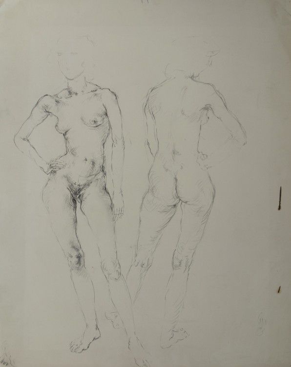 Entwurf für Zwei Frauen 1983 Blei auf Bütten 52,7 x 41,5 cm