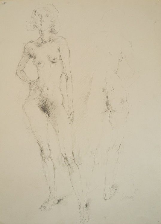 Zwei Frauen 1983 Blei auf Papier 46,5 x 34 cm