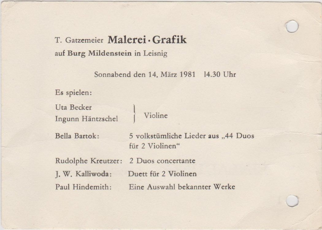 Einladung Ausstellung Burg Mildenstein Leisnig 1981