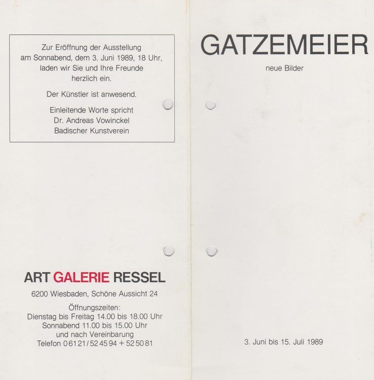 Gatzemeier Galerie Ressel Einladung