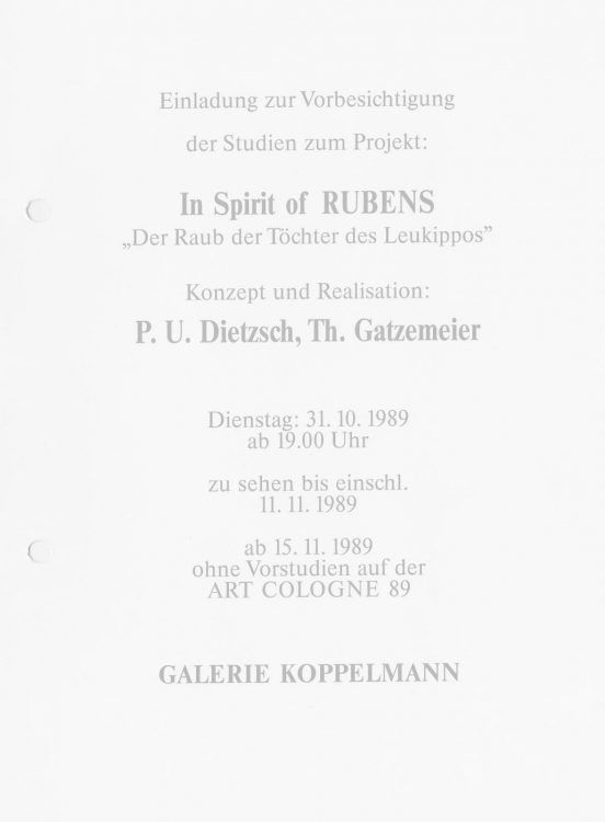In Spirit of Rubens Einladung 1989