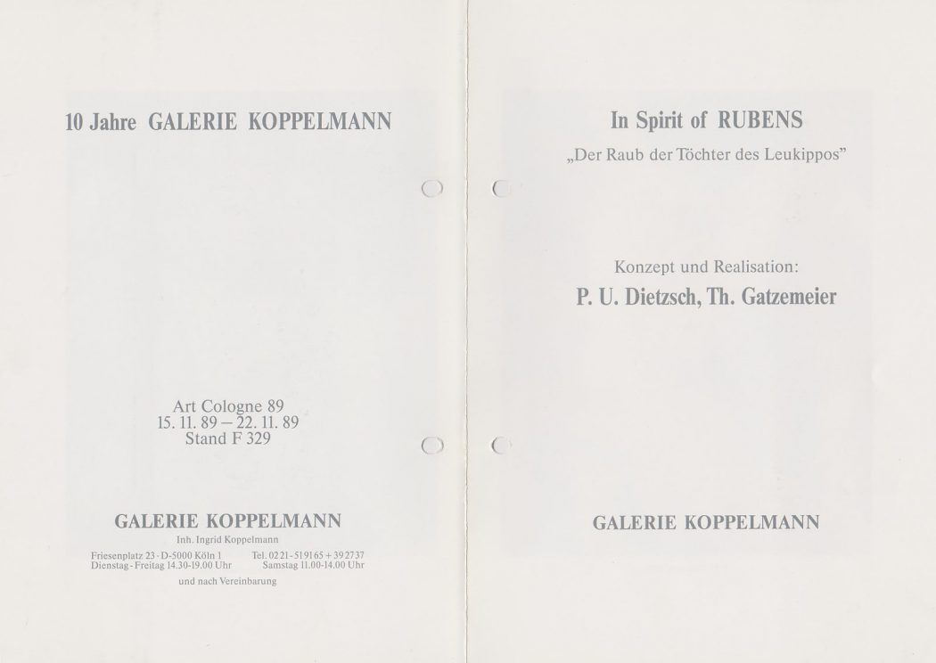In Spirit of Rubens Galerie Koppelmann Köln 1989