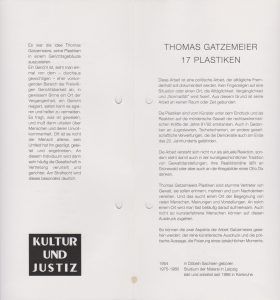 Langericht Lübeck 17 Plastiken 1997 Text