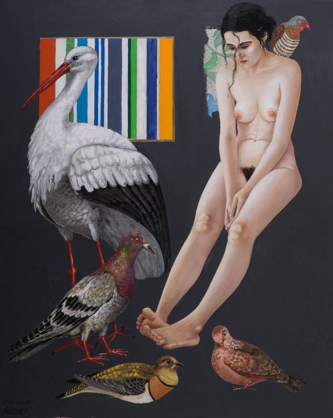 Vogelmädchen 2017 Öl auf Leinwand 100 x 80 cm Vogelmädchen 2017 Öl auf Leinwand 100 x 80 cm