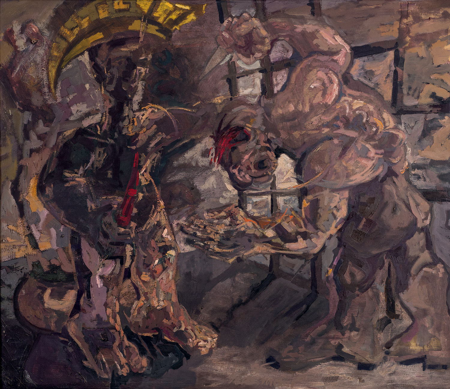 Thomas Gatzemeier Antike Szene mit Krieger 1985 Öl auf Leinwand 115 x 136 cm