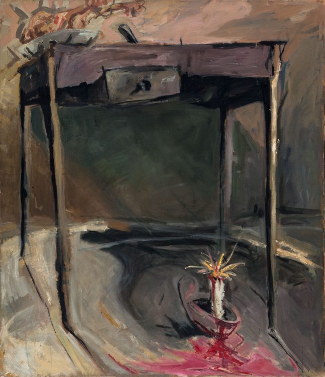 Thomas Gatzemeier | 0.T. (Tisch mit Kerze) | 1984 | Öl auf Leinwand | 140 x 120 cm